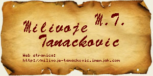 Milivoje Tanacković vizit kartica
